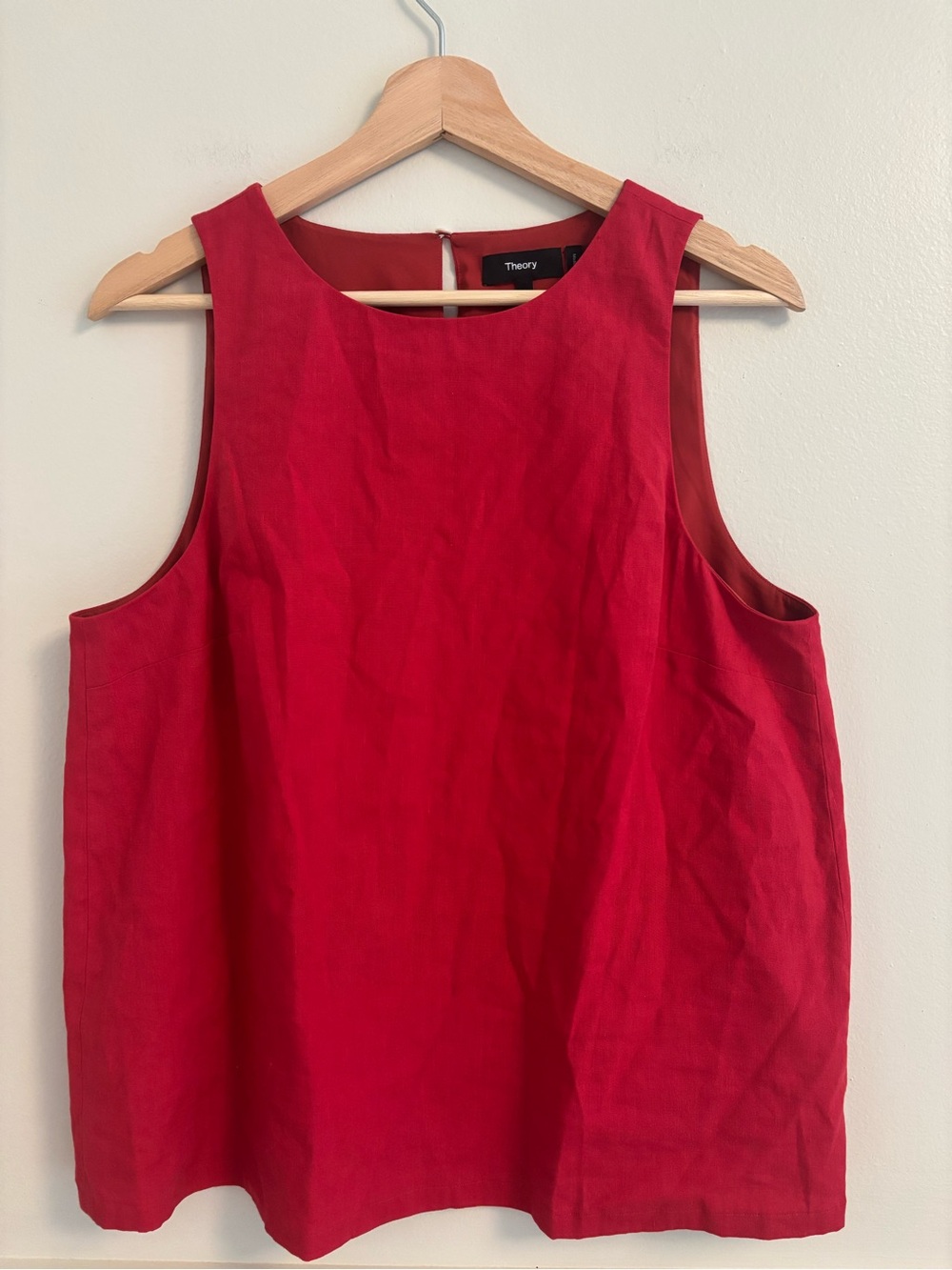 Theory Red Sleeveless Linen Shell Top